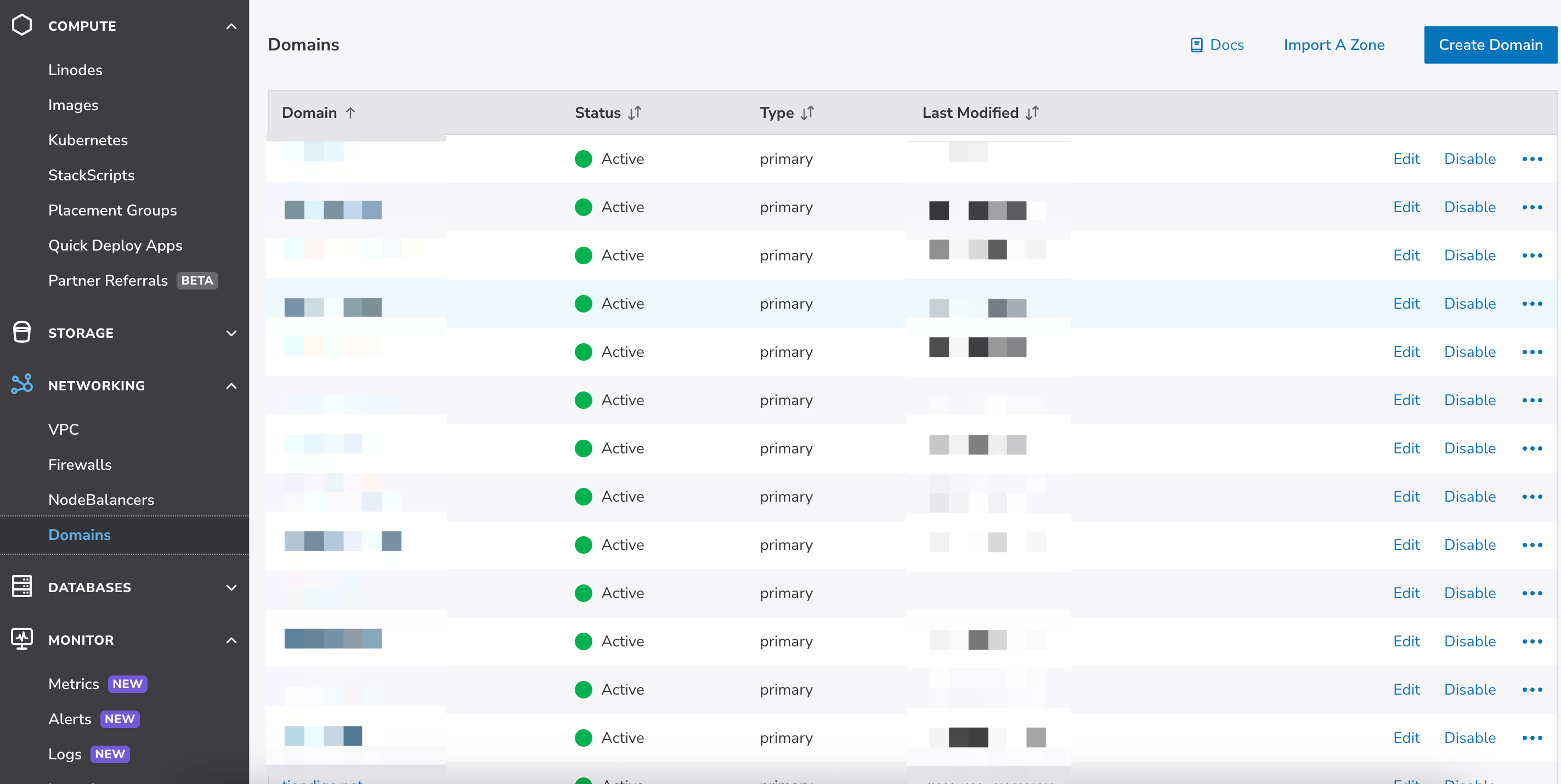 Linode DNS Manager 界面